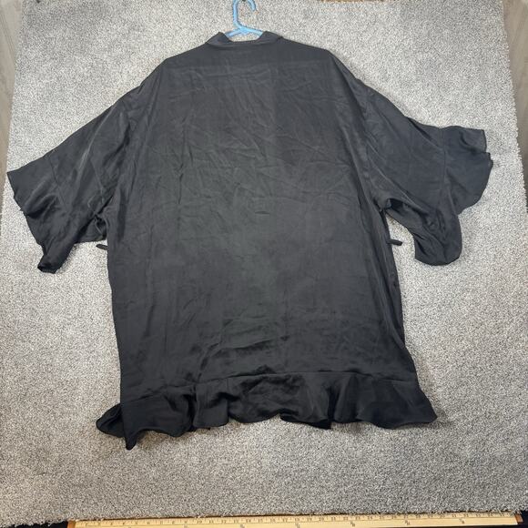 Satin Kimono Robe L/XL Ruffles Flutter Sleeve Open Front Dark Romantic Goth - Picture 8 of 10